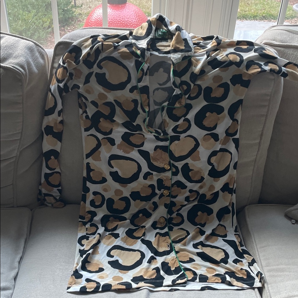 Emily McCarthy leopard print button up nightshirt